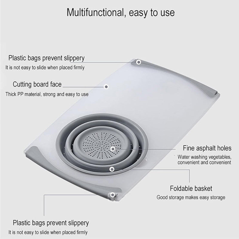 Chopping Board with Built-In Draining Basket