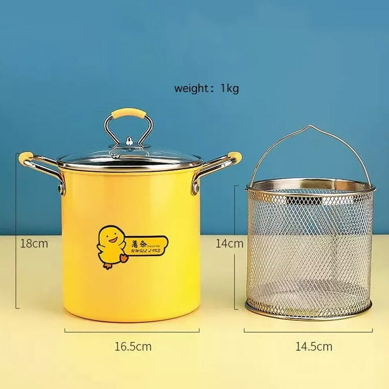 2L Oil Fryer Pot with Removable Basket & Cover