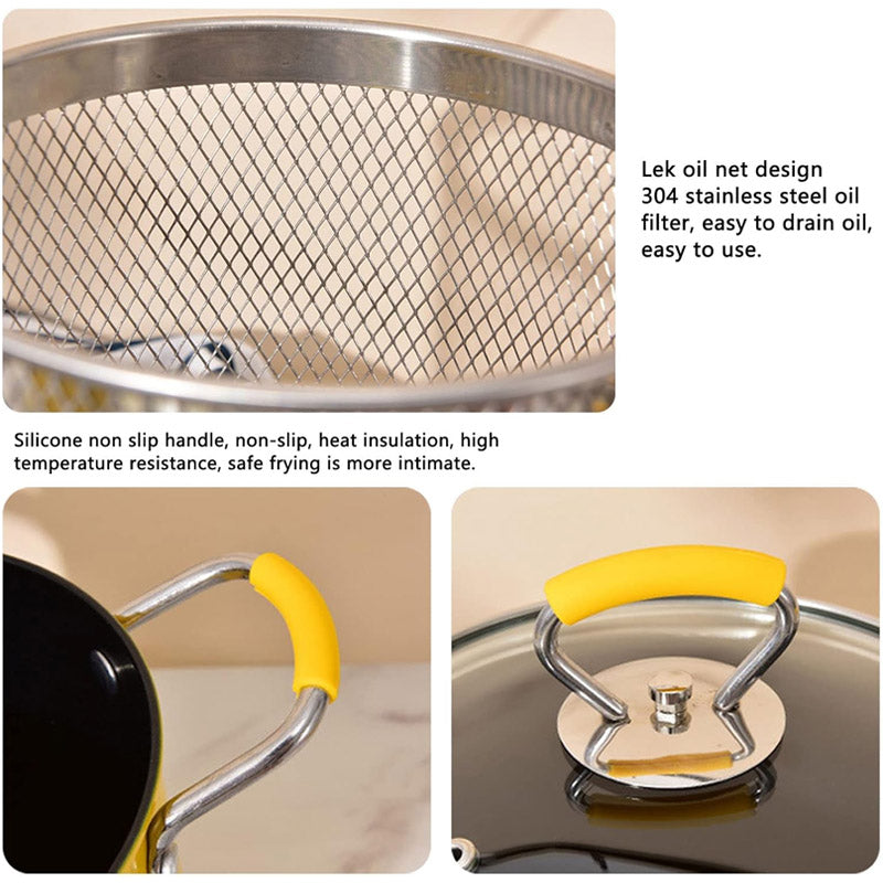2L Oil Fryer Pot with Removable Basket & Cover