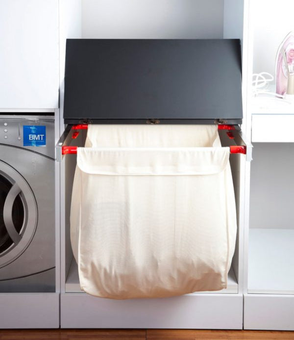 Pull-Out Laundry Basket with Worktop – Space-Saving Aluminum Design