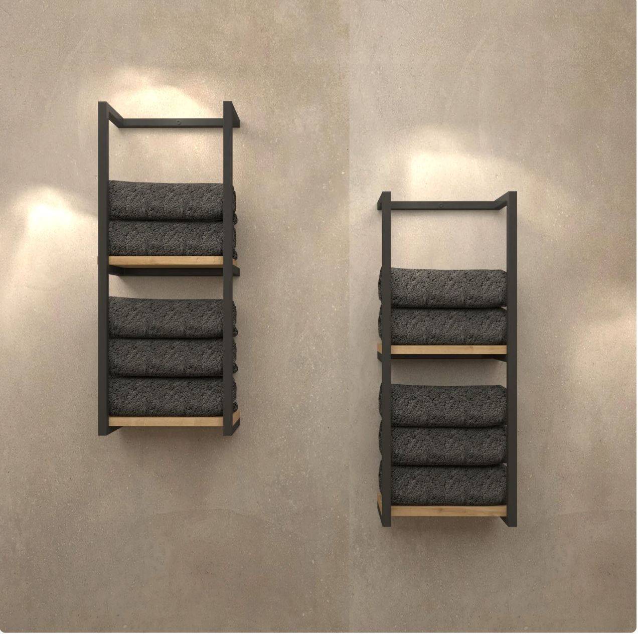 Towel Rack Wall Stand with 2 Shelves With Aluminium and PVC - Water Rust Proof