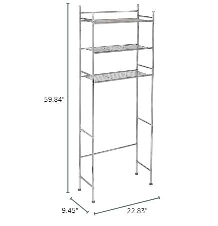 3 Tier Bathroom Tower Shelf, Space Saver Bathroom Rack, Toilet Top Storage Toilet Space Organizer