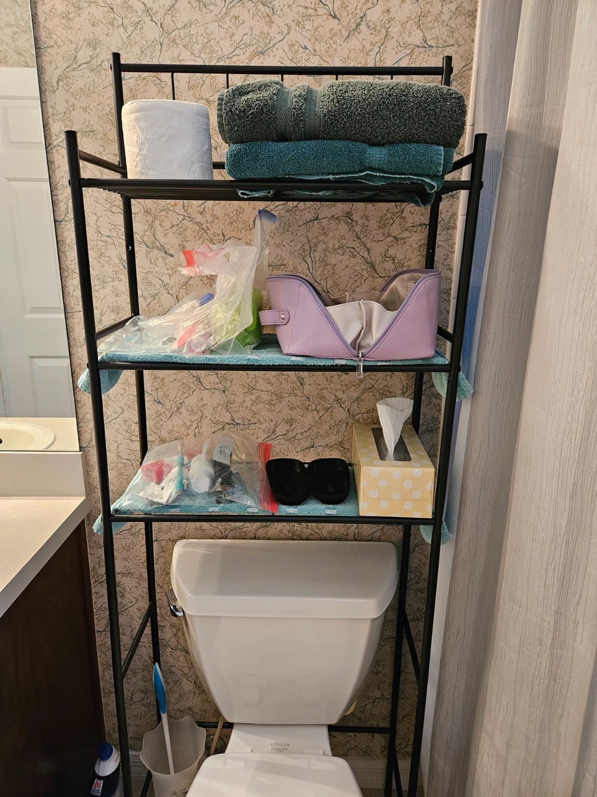3 Tier Bathroom Tower Shelf, Space Saver Bathroom Rack, Toilet Top Storage Toilet Space Organizer