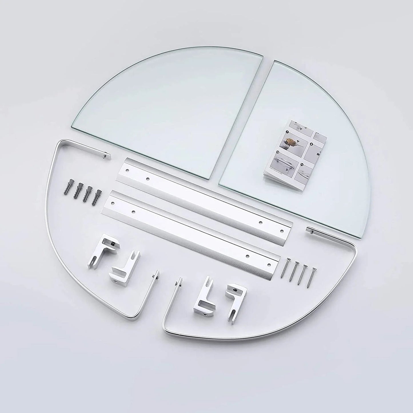 2 Tier Glass Corner Shelf Aluminum, Bathroom Corner Shelf for Stylish Home Organization