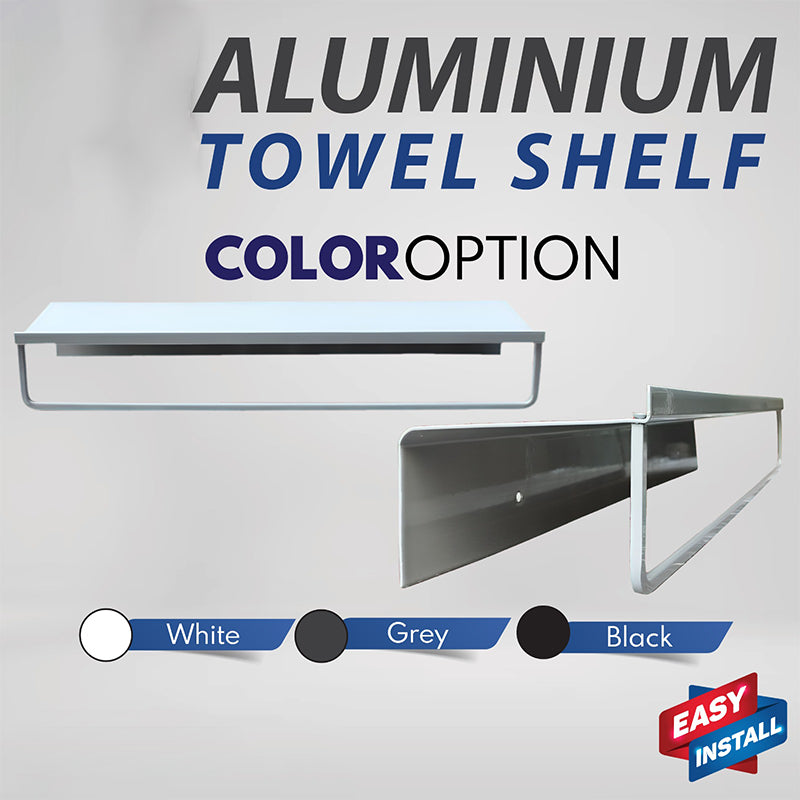 AluScape™ Wall-Mounted Aluminum Shelf with Towel Rod