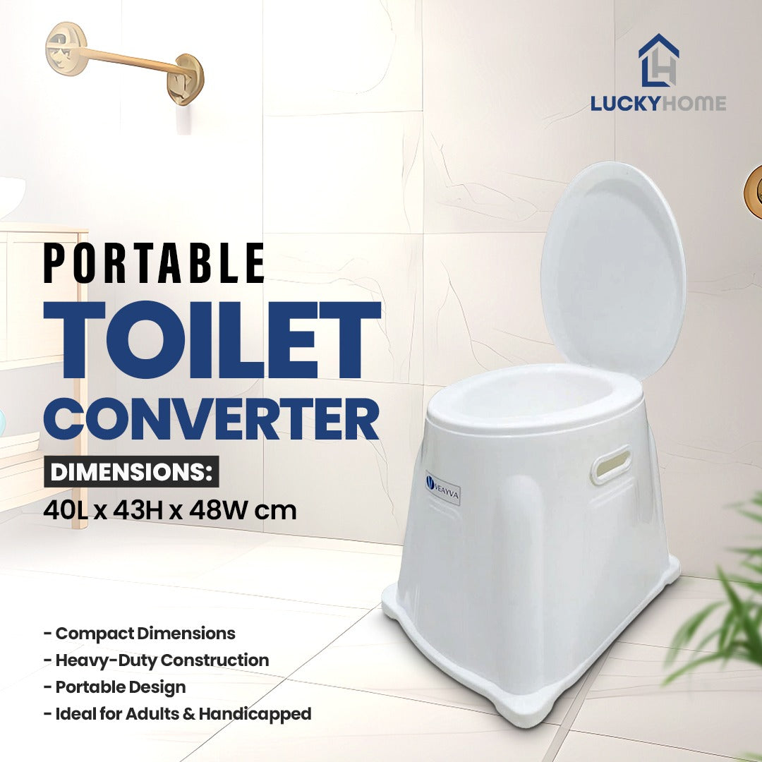 Portable Toilet Converter, Toilet Seat with Funnel –Heavy-Duty Plastic Commode Stool for Patient & Handicap