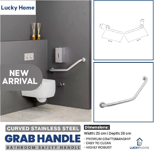 Curved Stainless Steel Grab Handle, Bathroom safety Handle