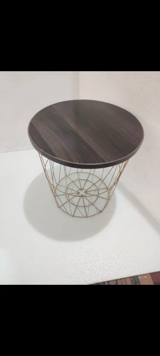 Round Coffee Table with Storage Basket