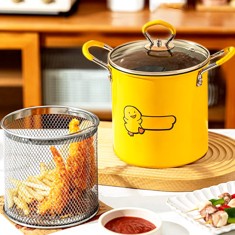 2L Oil Fryer Pot with Removable Basket & Cover
