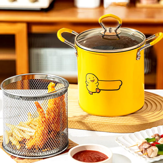 2L Oil Fryer Pot with Removable Basket & Cover