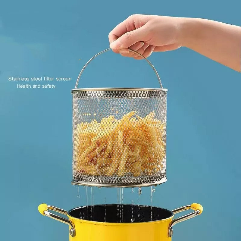 2L Oil Fryer Pot with Removable Basket & Cover