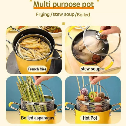 2L Oil Fryer Pot with Removable Basket & Cover