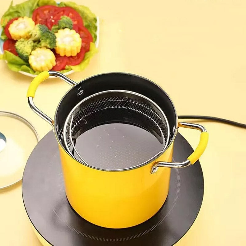 2L Oil Fryer Pot with Removable Basket & Cover