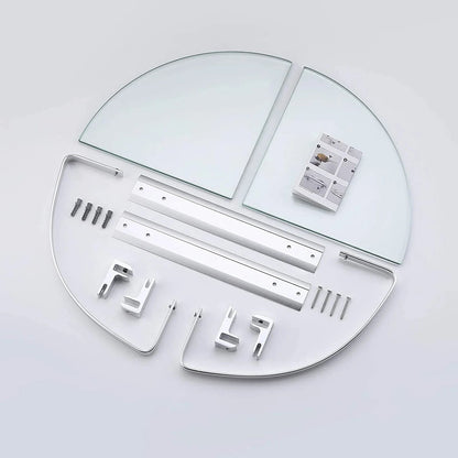 2 Tier Glass Corner Shelf Aluminum, Bathroom Corner Shelf for Stylish Home Organization