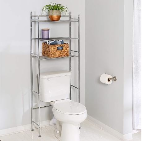 3 Tier Bathroom Tower Shelf, Space Saver Bathroom Rack, Toilet Top Storage Toilet Space Organizer