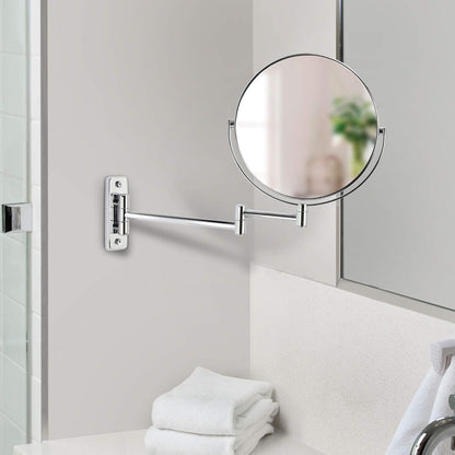 Cosmetic Mirror 8-Inch Wall Mount with Folding Arm – Double-Sided with 5X Magnifying Glass