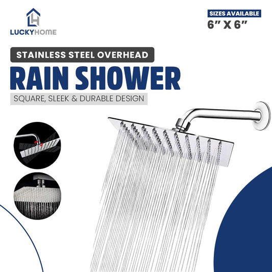 Stainless Steel Overhead Rain Shower - Square, Sleek and Durable Design