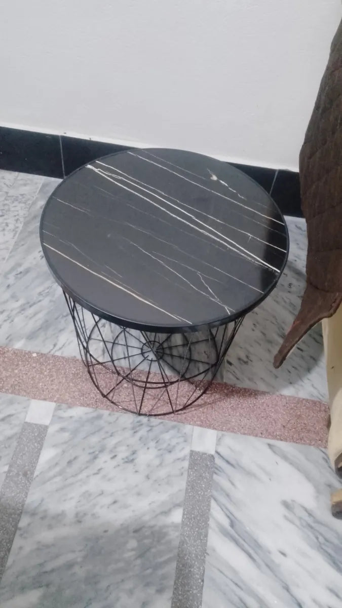 Round Coffee Table with Storage Basket