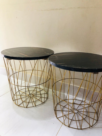 Round Coffee Table with Storage Basket